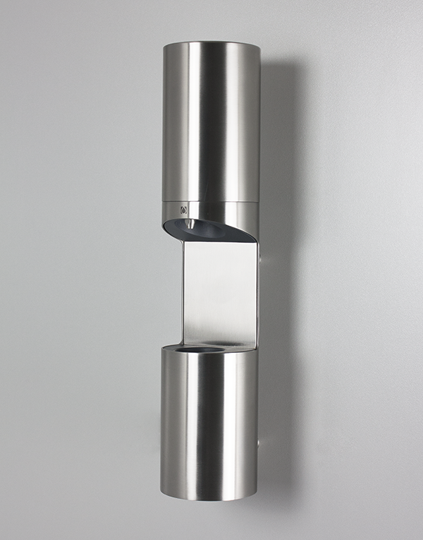 Wall-mount hand sanitizer gel/soap dispenser stainless steel inox 304L, 250ml tank, finish 022 - brushed