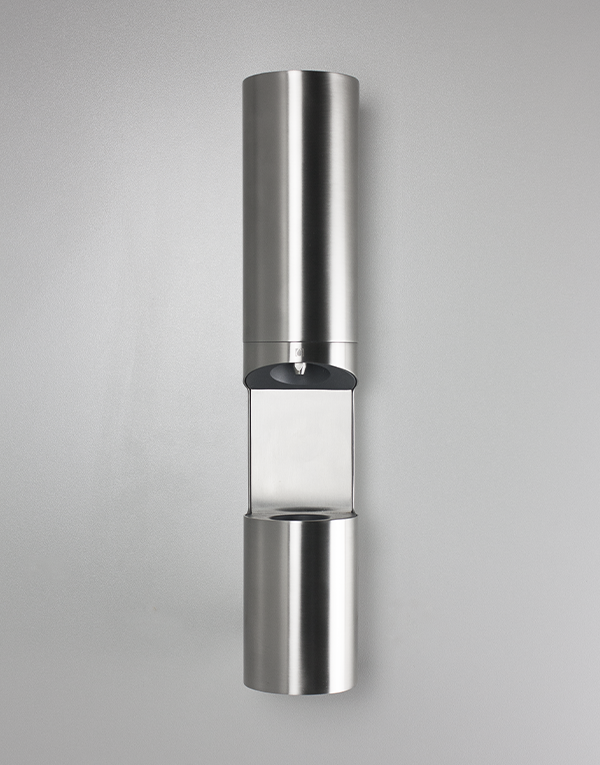 Wall-mount hand sanitizer gel/soap dispenser stainless steel inox 304L, 500ml tank, finish 022 - brushed