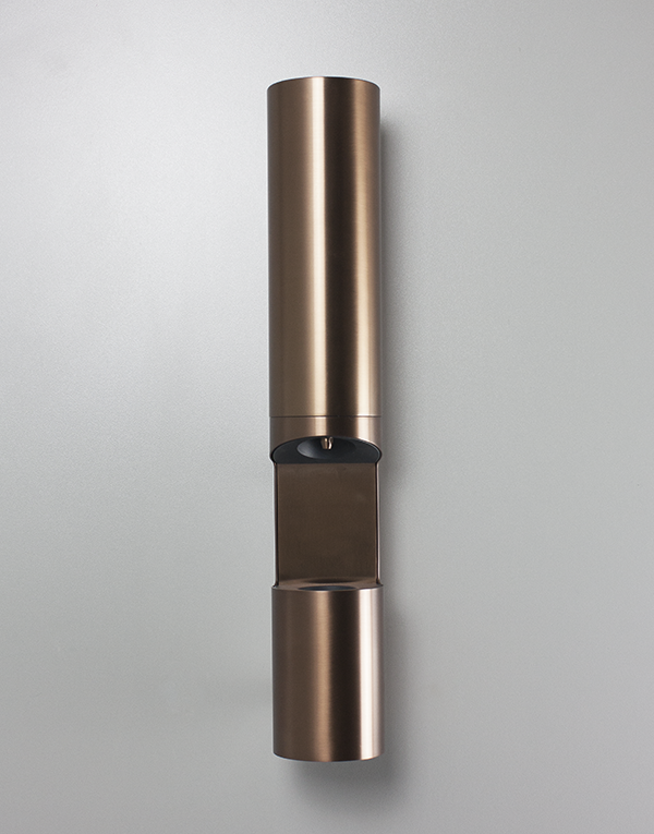 Wall-mount hand sanitizer gel/soap dispenser stainless steel inox 304L, 750ml tank, finish 139 - PVD Copper