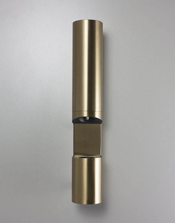Wall-mount hand sanitizer gel/soap dispenser stainless steel inox 304L, 750ml tank, finish 141 - PVD High Brass