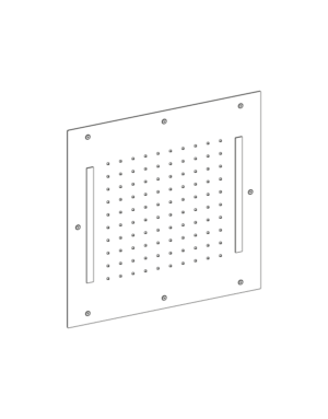 Built-in ceiling shower head stainless steel inox 304L, square 430mm with rain jet and LED chromotherapy with remote control