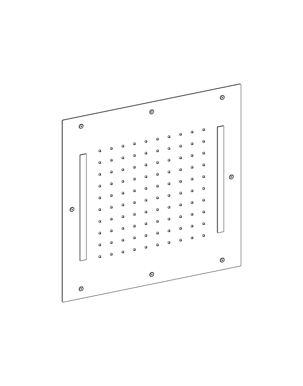 Soffione incasso doccia inox 304L quadrato 430mm, getto pioggia, illuminazione LED cromoterapia con pulsantiera