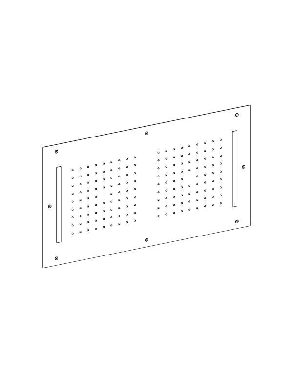 Soffione incasso doccia inox 304L rettangolare 700x400mm, getto pioggia illuminazione LED cromoterapia con pulsantiera