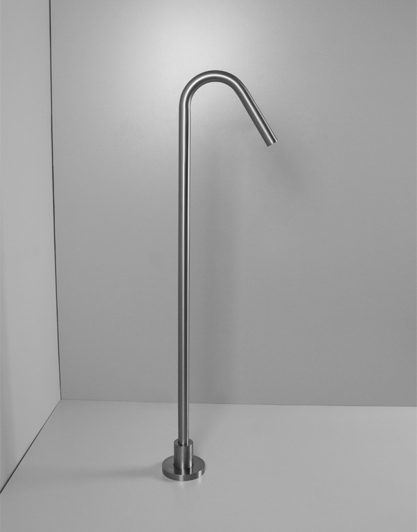 Bathtub spout Ø25mm h. 75cm stainless steel inox 316L, finish 022 - brushed