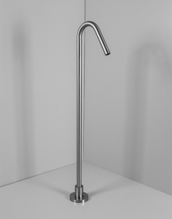 Bathtub spout Ø25mm h. 75cm stainless steel inox 316L, finish 022 - brushed