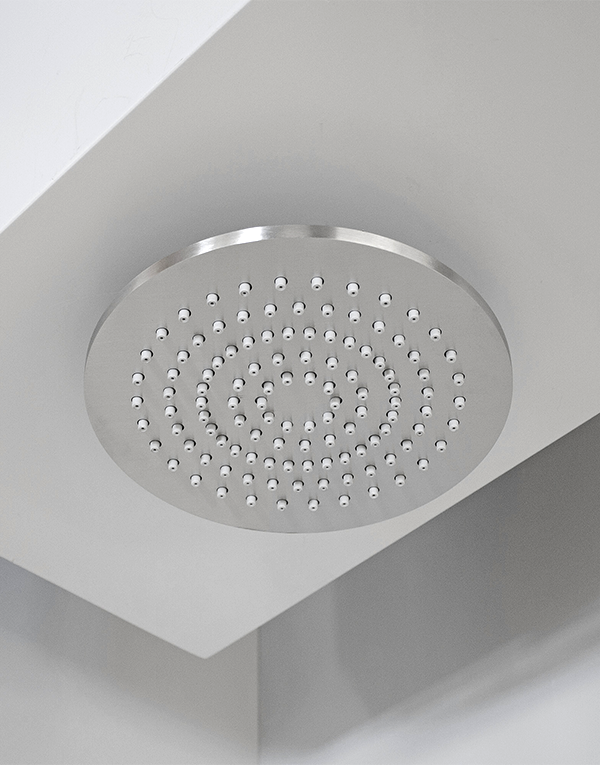 Round shower head Ø200mm stainless steel inox 316L, finish 022 - brushed