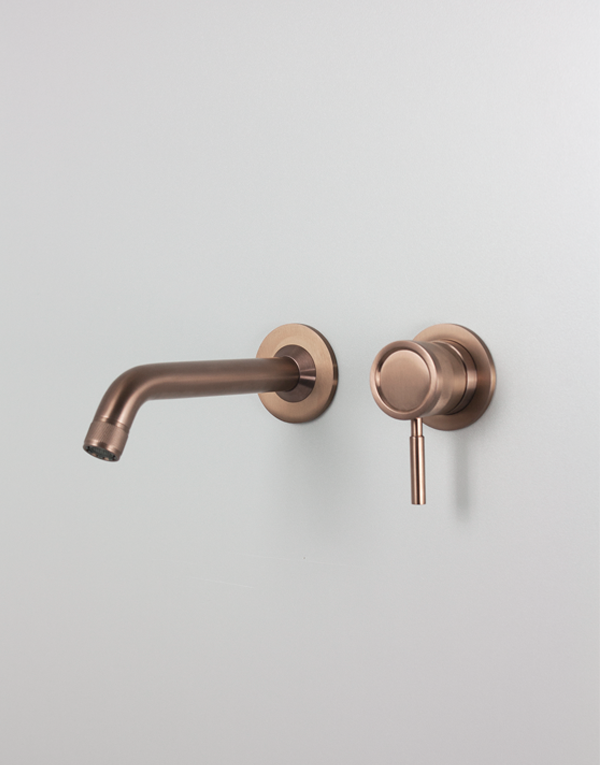 Built-in washbasin mixer Ø45mm stainless steel inox 316L, spout l. 16cm, finish 139 - copper