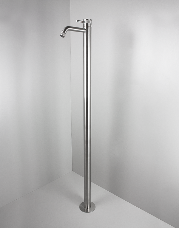 Floorstanding washbasin mixer Ø45mm stainless steel inox 316L, finish 022 - brushed