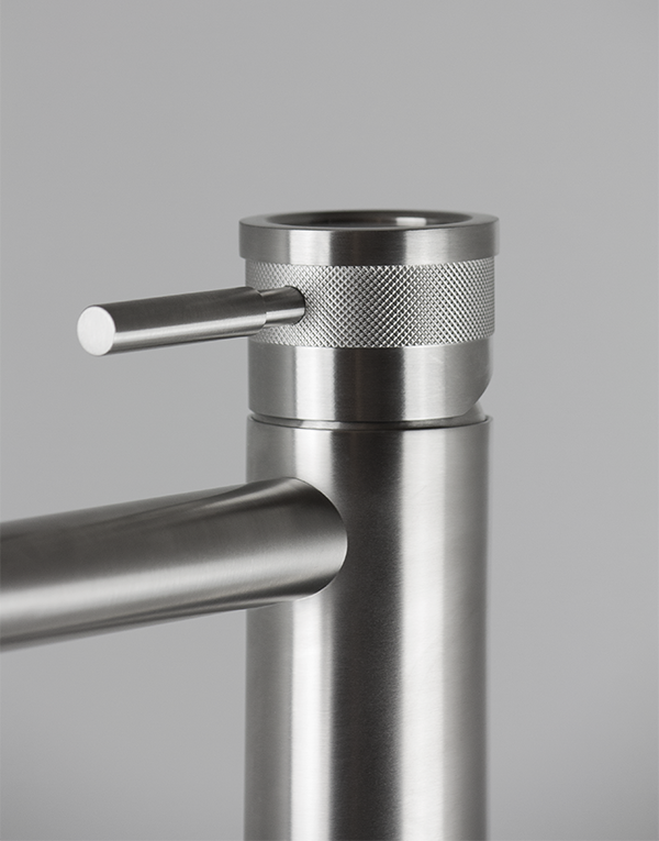 Floorstanding washbasin mixer Ø45mm stainless steel inox 316L, finish 022 - brushed