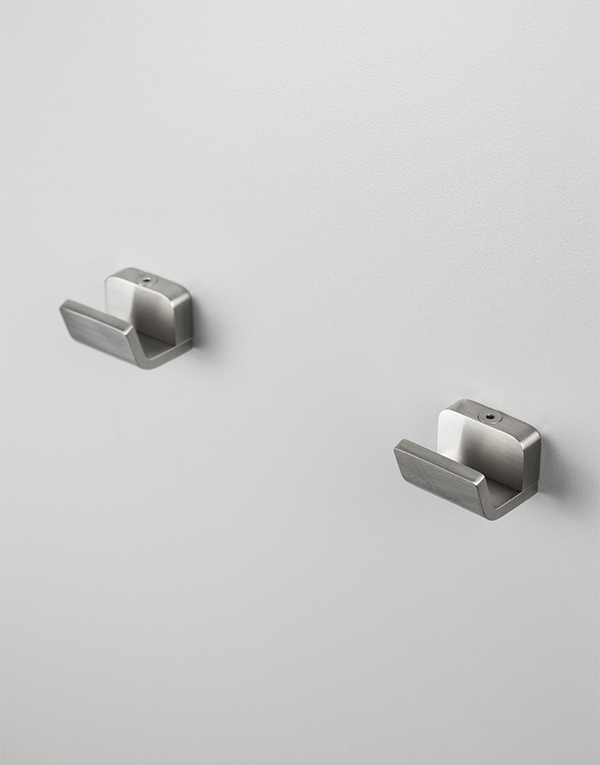 Robe hook l. 3cm stainless steel inox 316L, finish 022 - brushed