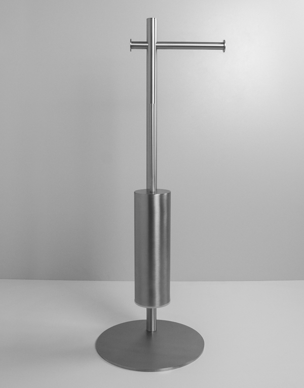 Freestanding toilet brush and paper holder stainless steel inox 316L, finish 022 - brushed