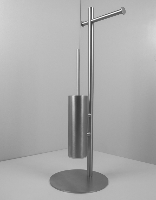 Freestanding toilet brush and paper holder stainless steel inox 316L, finish 022 - brushed