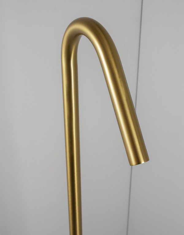 Detail of washbasin spout Ø25mm h. 105cm stainless steel inox 316L, finish 141 - high brass